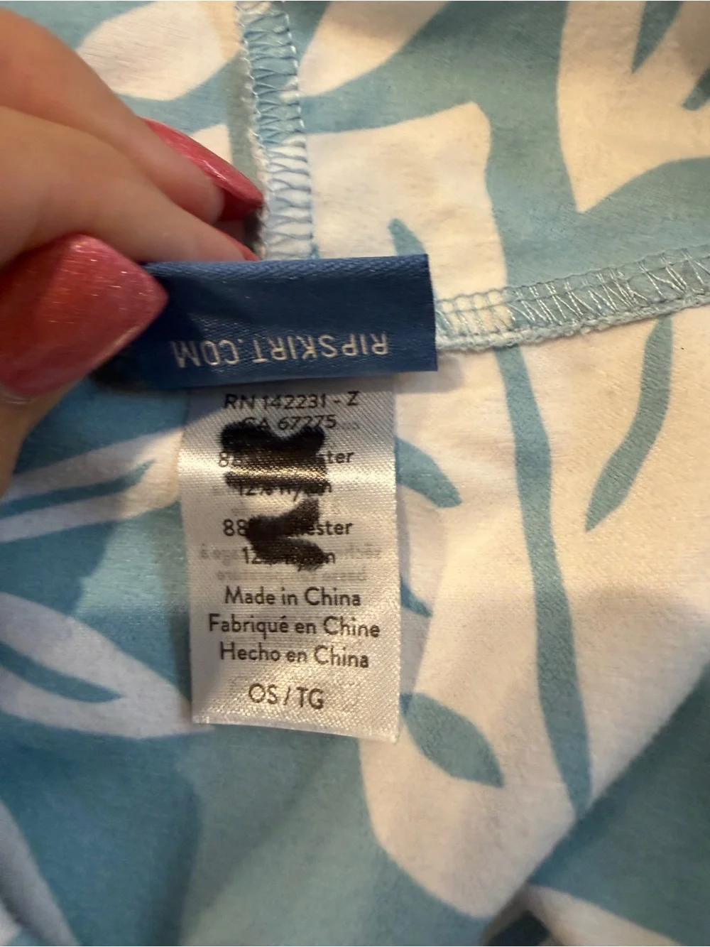 RipSkirt Hawaii Blue White Tropical Hooded Swim Cover Up Poncho One Size